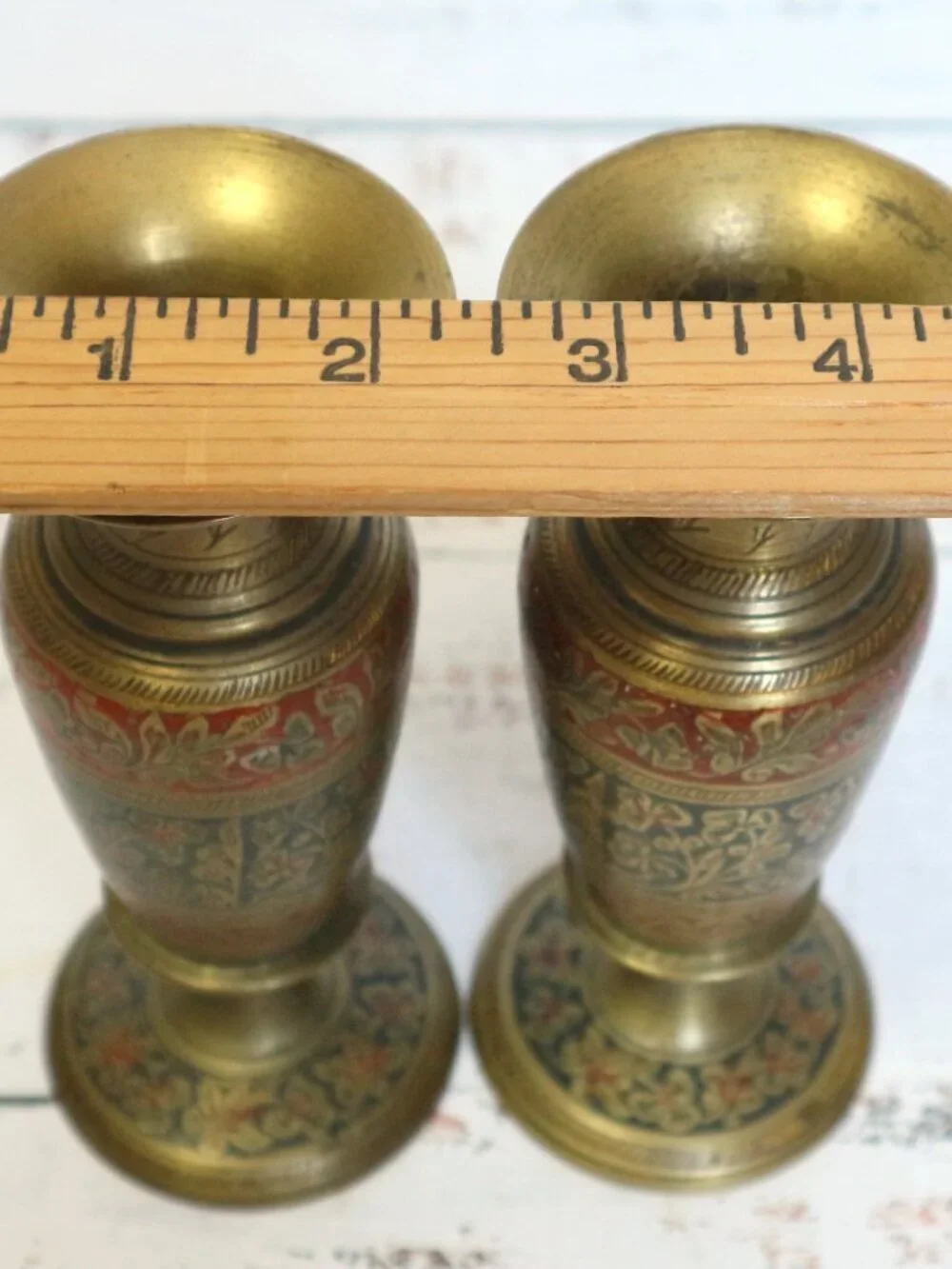 Vintage Brass Vases or Candlestick Set (6